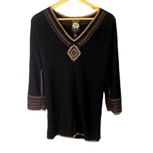 VTG Lucky Brand Wool & Cotton 3/4 Sleeve Hip Length Tunic